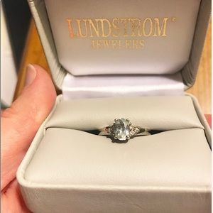 Sterling Silver Aquamarine & Diamond Accent Ring